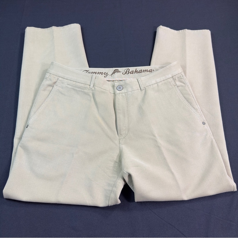 Tommy bahama flat front silk blend pants